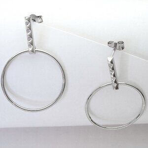 Stunning Sterling Silver Earrings With Hoops Chic Modern Dangle Studs 925 Stamp